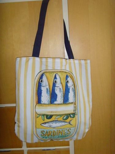 Made yellow blue sardines - in,