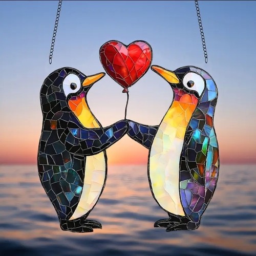 Penguin couple suncatcher - penguin,