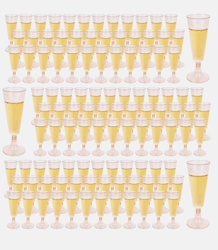 100 pack pink plastic flutes - 100,