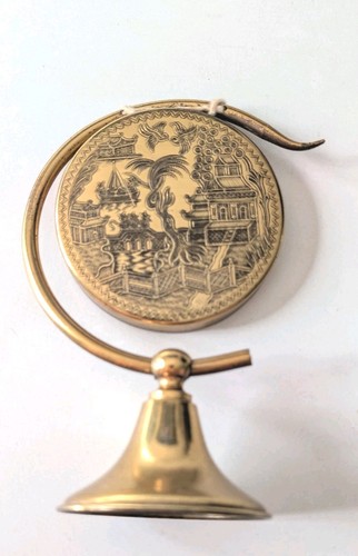 Brass tabletop gong blue - brass,