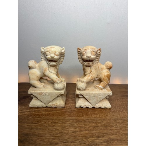 Pair hand carved soapstone - pair,