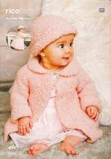 RICO BABY New Knitting Pattern 461 Baby Coats & Hat 0-7 years Aran