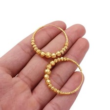 24k Gold Plated Hoop Earrings Asian Indian Dubai Turkish Jewellery Set Uk Seller