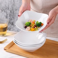 Sightday 4PCS Ceramic Pasta Bowls – White Dinner Plate Set