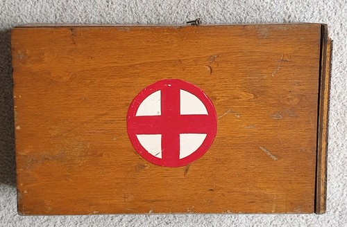 Vintage 1940 wood first aid - vintage, 1940's