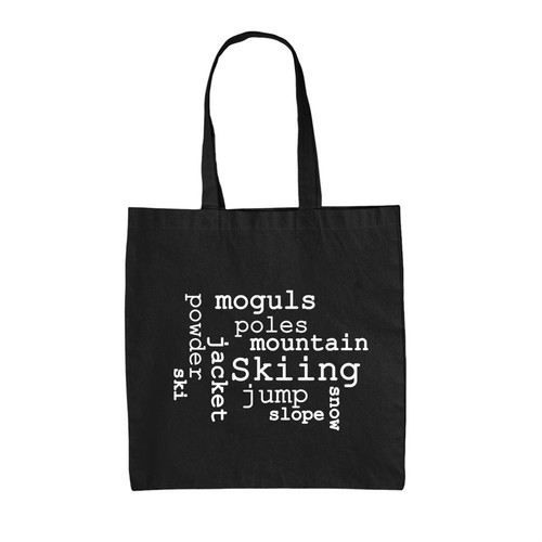 Ski word cloud canvas - word, tote