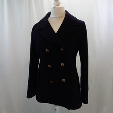 Jigsaw Navy Woollen Reefer Classic Jacket Womens UK 14 VGC