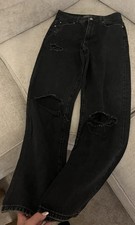 Ladies Black Denim Ripped