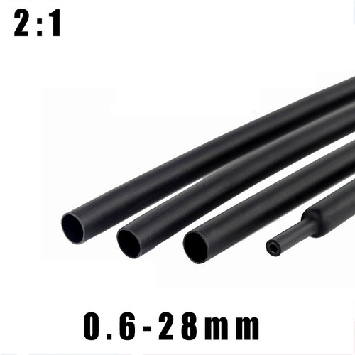 Heat shrink tube kit black - heat, 2:1