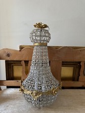 Single Empire Style Bag Chandelier Gilt Bronze Floral & Mask decoration