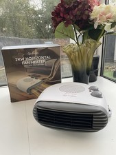 CUQOO Portable Flat Fan Heater - 2000W Room Heater with 3 Heat Settings and Over