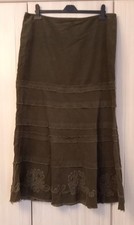 PER UNA M&S SAGE GREEN CORD BOHO MAXI SKIRT - SIZE 18 LONG 38"   *** BNWT ***