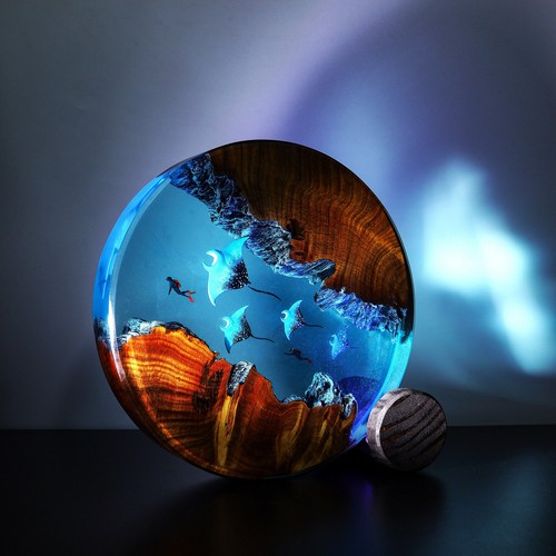 Handmade ocean resin lamp - ✅handmade,