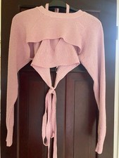 Women’s Baby Pink Knitted Crop Top Extreme Crop Top Two Piece Size S Pull & Bear