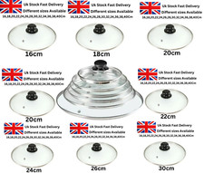 Glass Lids Saucepan Wok Casserole Frying Pan Lid 16 18 20 22 24 26 28 30 32 34cm