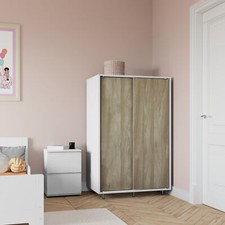 120cm 2 Sliding Doors Wardrobe Bedroom Storage Closet Hanging Rail Cupboard Unit