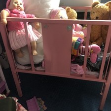 Vintage 1950s Dolls Wooden Dolls Cot