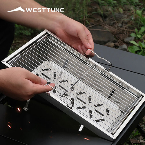 Folding charcoal camping bbq - camping,
