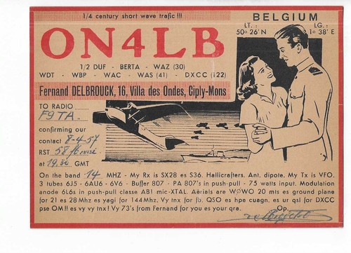 Qsl amateur radio card belgium - amateur,