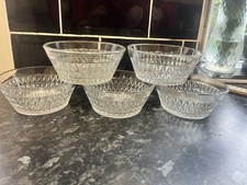 Set of 5 Vintage Cut Crystal Glass Dessert / Sundae Bowls
