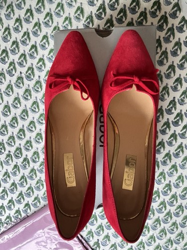 Gabor red suede - red, bow