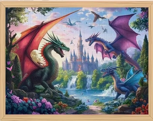 Dragon world stamped cross - world,