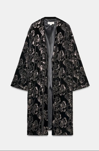 Zara velvet sequin beaded coat - beaded,