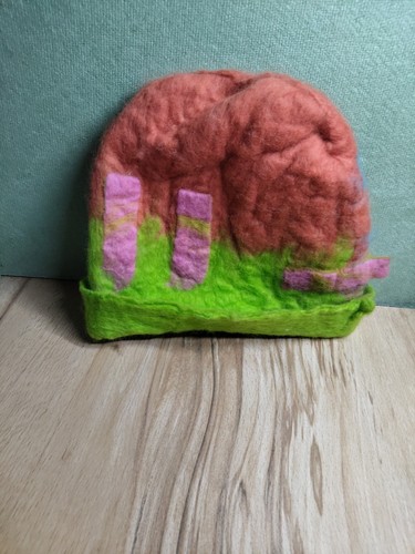 Needle felted beanie hat - felted,