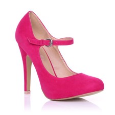 Womens Ladies Mary Jane High Heel Buckle Ankle Strap Party Evening Court Shoes