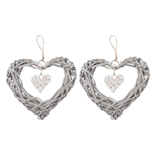 2pcs heart shape - 2pcs, wicker