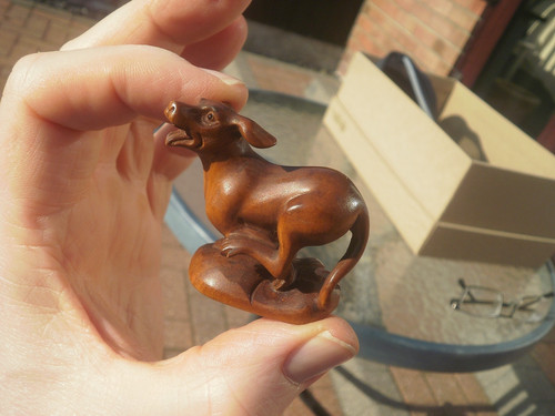 Hand carved wood netsuke - hand,