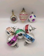 8 Assorted Vintage Mercury Glass Christmas Tree Bauble Ornaments 
