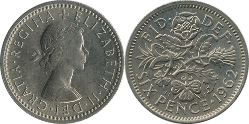 Sixpence elizabeth 1962 - ii,