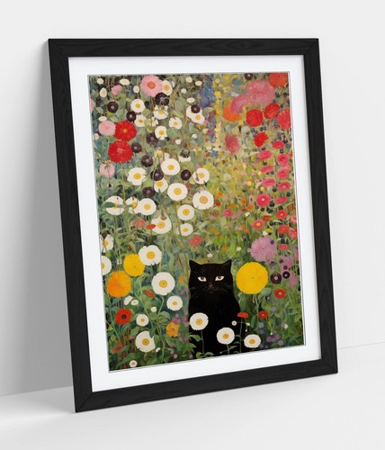 Gustav klimt fluffy black cat - gustav,