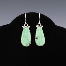 NATIVE AMERICAN ZUNI STERLING SILVER & VARISCITE EARRINGS BY DIANE LONJOSE