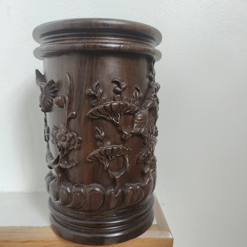 Chinese wooden brush pot with