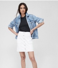 V By Very Denim Button Through Skirt - White UK Size 12