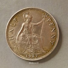 1927  V Half Penny Coin, King