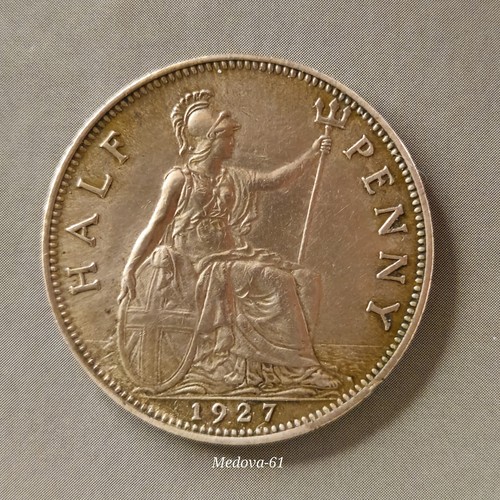 1927 half penny coin king - penny,