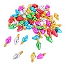  50 Pcs Christmas Light Bulb Charms Bulbs Beads Pendant Xmas Tree Hanging