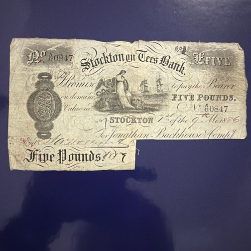 1886 stockton tees bank 5 - on, £5