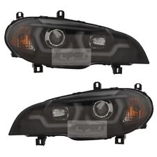 BMW X5 E70 2007-2013 Black Projector  Headlights Chrome Inner LED Strip  DRL