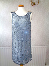 Frock & Frill Flapper/Gatsby Beaded/Sequin Grey Prom/Party/Evening Dress Size 10