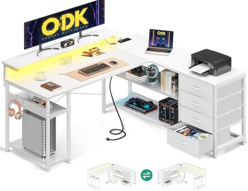 Corner desk with - drawers,, l