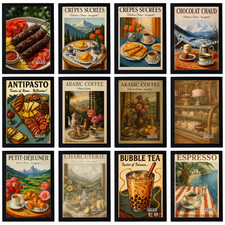 Vintage Food & Bars Poster -