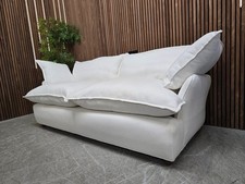 Maker & Son Song Feather & Down 3 Seater Sofa In Selenite Italian Linen