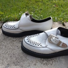 VTG Creeper Shoes. Gladiator 90s - Buckle - White Leather Made in England UK 8