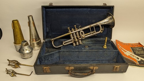 Vintage trumpet and mutes - trumpet,