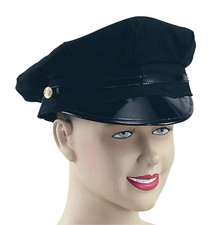 Peaked Hat Black Fancy Dress Adult POLICE HAT BLACK UNIFORM ACCESSORY