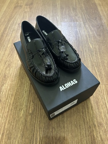 Black tassle patent - black, leather